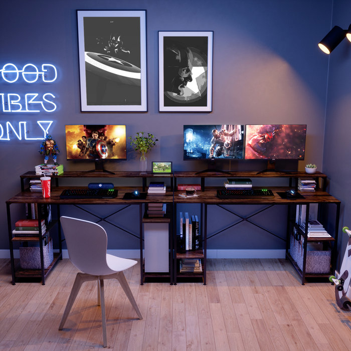 17 Stories Kinslee 55 Inches Computer Desk with Monitor Shelf & Reviews